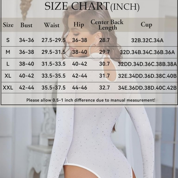 Sheer With Rhinestone Long Sleeve Bodysuit - Picture 5 of 7